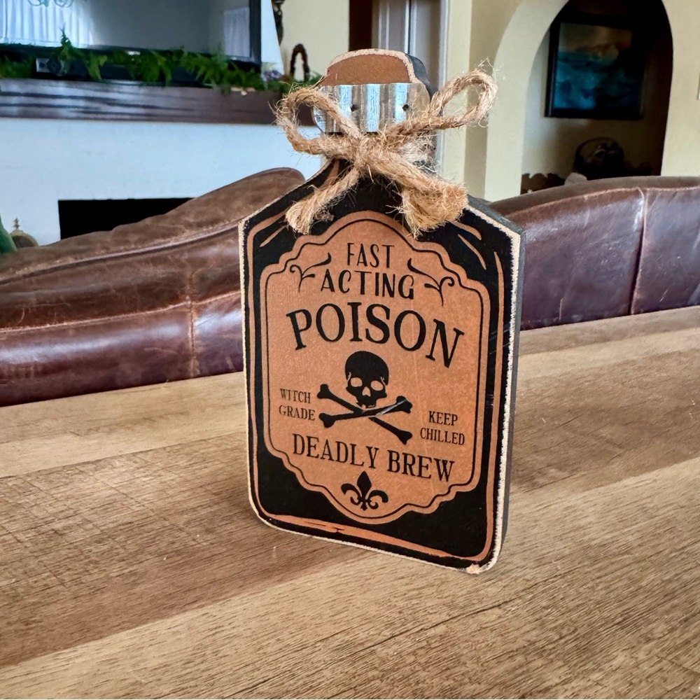 Apothecary Bottle Decor Fast Acting Poison Halloween Witchy Goth Home Style